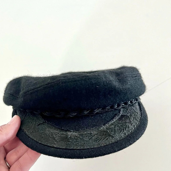 Greek Fisherman Cap Vintage Black Wool Blend Made in Greece Size 7 - Picture 1 of 11